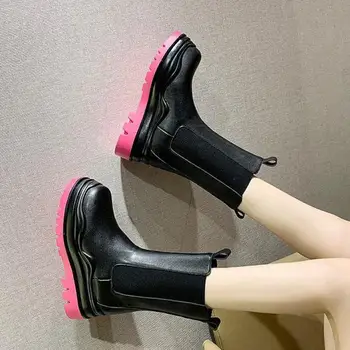 2020 Elegantné Originálne Kožené Chelsea Boots Ženy Značky Dizajn Topánky Ženy Jeseň/Zima Ženy Topánky Polovici teľa Slip-on
