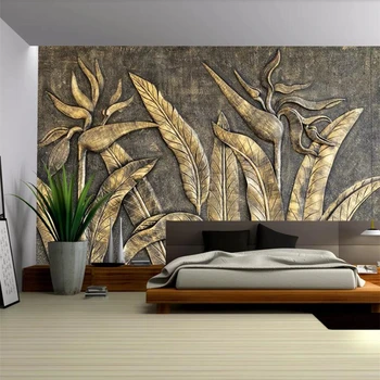 Beibehang Vlastnú tapetu 3D maľby zlatý vták raja socha stenu pozadia steny v obývacej izbe papiere domova nástenná maľba