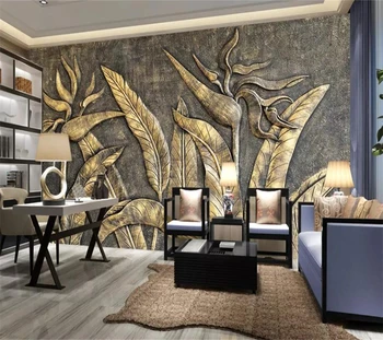 Beibehang Vlastnú tapetu 3D maľby zlatý vták raja socha stenu pozadia steny v obývacej izbe papiere domova nástenná maľba