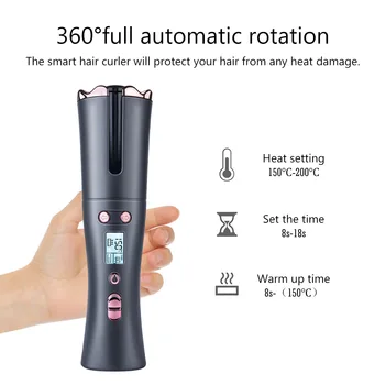 Automatické Vlasy Crimper USB Bezdrôtový Vlasy Curler kulma Prútik Auto Keramické svoju vlnovú dĺžku Vlasov Profesionálny vlasový Styling Nástroje 2021