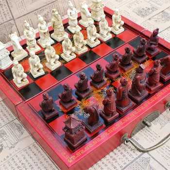 Šachové Figúrky Nastaviť Stredné Terakota Šachová Figúrka Stereo Živice Šach Obrázok Šach S Drevené Dosky Retro Zábavy Darček