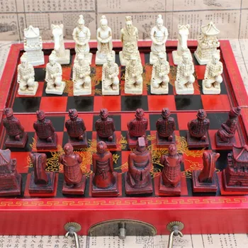 Šachové Figúrky Nastaviť Stredné Terakota Šachová Figúrka Stereo Živice Šach Obrázok Šach S Drevené Dosky Retro Zábavy Darček