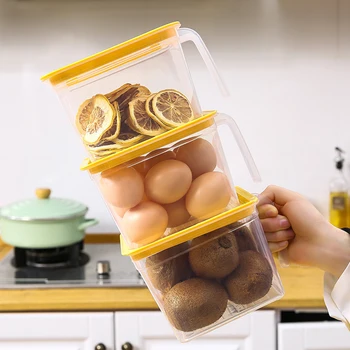 Kuchyňa Chladnička Plastové Úložný Box s Rukoväťou Potravín Kontajner Transparentné Vedenie Vajec, Ovocia, Sviežosť Chladnička Organizátor