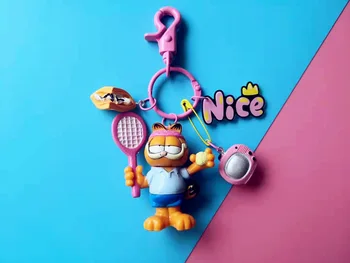 Krásne Kreslené Garfield Baseball, Tenis Modelovanie Obrázok Bábika Keychain Pre Deti Hračka Ženy Taška Prívesok Dekorácie KeyRing 2020 Hot
