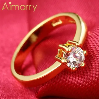 Aimarry 925 Sterling Silver/18K Zlata Klasické AAA Zirkón Krúžok Pre Ženy Kúzlo Darček Strany Angažovanosti, Svadby, Módne Šperky