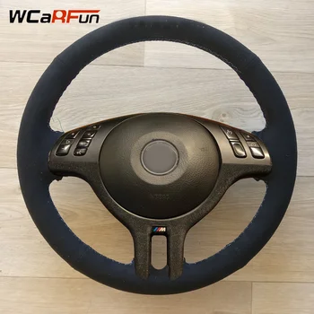 WCaRFun DIY Ručne Šité Čierny Semišový Auto Volant, Kryt pre BMW E39 E46 325i E53 X5