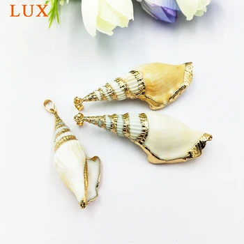 Móda Krásne Shell Conch Prívesok korálky zlatá farba á veľký morský slimák na Výrobu Náhrdelníkov šperky