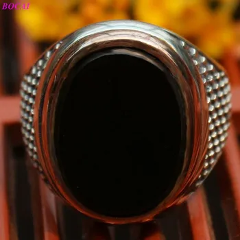 BOCAI S925 mincový striebro muž krúžok 2020 nové šperky vysokej kvality starožitné Blízkom Východe populárne človeka Thai striebro, achát krúžky