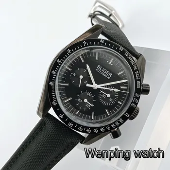 Móda Hot Predaj 40 mm bliger black sterilné ciferník z nerezovej ocele deň týždňa indikátor Mechanické automatické pánske hodinky