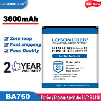 LOSONCOER 3600mAh BA750 Kvalitné Využitie Batérie Pre Sony-Ericsson Xperia Arc S LT15i LT18i X12 atď Lítium-iónová batéria Záložná Batéria