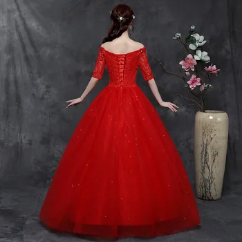 YC-H79#Svadobné Svadobné šaty bielej, červenej čipky Vyšívané Čipky na Net Sweep Kefa Vlak Morská víla Trúby plesové šaty, šaty na polovicu