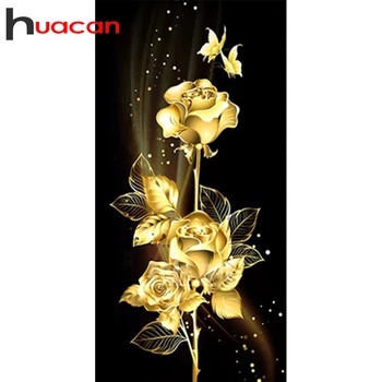 Huacan Diamond Maľovanie 5D DIY Ruže Plné Námestie/Okrúhle Diamanty, Výšivky, Kvetinové Dekorácie na Stene Plavidlá Auta