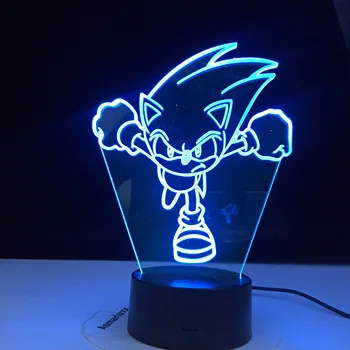 Bežecká Sonic Obrázok Led Nočné Svetlo pre Deti Spálne Dekorácie Nočného Farby Meniace Usb Stolná Lampa Ježko Darček