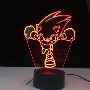Bežecká Sonic Obrázok Led Nočné Svetlo pre Deti Spálne Dekorácie Nočného Farby Meniace Usb Stolná Lampa Ježko Darček