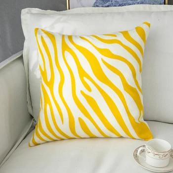 45x45cm Vankúš Sivá Žltá Modrá Vankúš Zebra Vzor Mäkké Útulný Plný Emboridery Domáce Dekorácie pre obývacia izba