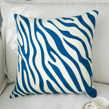 45x45cm Vankúš Sivá Žltá Modrá Vankúš Zebra Vzor Mäkké Útulný Plný Emboridery Domáce Dekorácie pre obývacia izba