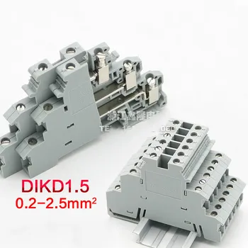 10pcs Phonex Typ DIKD1.5 Din lištu Elektroinštalácie Vodič Konektor 3-vrstvy Tenké Modulárny Skrutku Svorkovnica DIKD-1.5