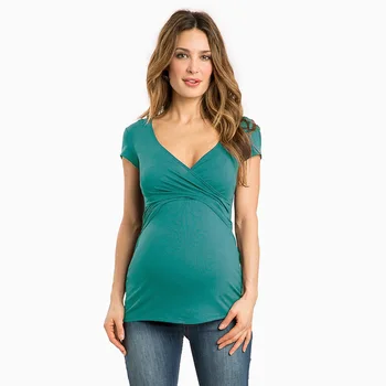 Materské oblečenie pre tehotné, dojčiace ošetrovateľskej hornej Kríž tvaru tvaru tehotenstva tričko Polyester dojčenie oblečenie T0602