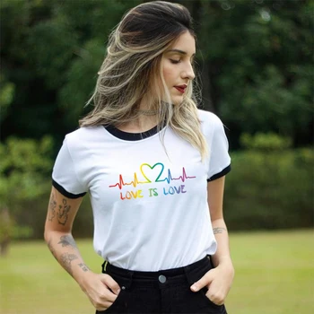 Lgbt T Shirt Ženy Gay Pride 2020 Nové Lesbické Rainbow T-shirt Harajuku Ullzang Vtipné Tričko 90. rokov Grafické láska Je Láska Žena Topy