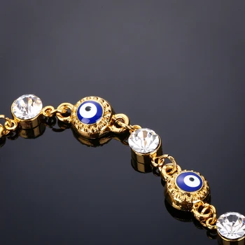 Modré korálky Crystal Kúzlo Moslimských Náramky pre Ženy Módne Šperky 7 turecký Blue Eye Náramok Zlatej Farby Á Nikdy Vyblednuté