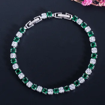 Wong Dážď České 925 Sterling Silver Akvamarín Emerald Ruby Drahokam Náramok Kúzlo Ženy, Náramky, Jemné Šperky, Veľkoobchod