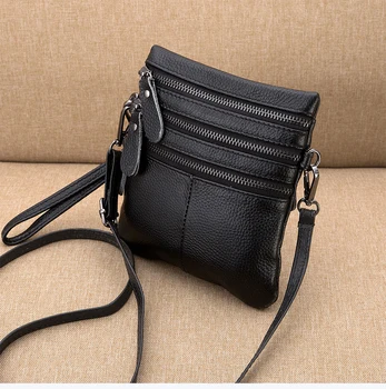 Pravá Koža Ženy Messenger Kabelku Bežné Zips, Klasické Lady Ramenný Crossbody Bag Black Super Kvalita