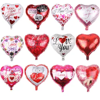 Mix 50pcs Svadobný Deň svätého Valentína Strana 18-palcové milujem ťa Fóliové Balóny, Dekorácie, Detské Svadobné Láska Srdce Hélium Balón Dary