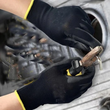 Nitrilové bezpečnosti pracovné rukavice potiahnuté PU a palm potiahnuté rukavice bezpečnostné rukavice, ktoré sú vhodné pre výstavbu a údržbu vozidiel