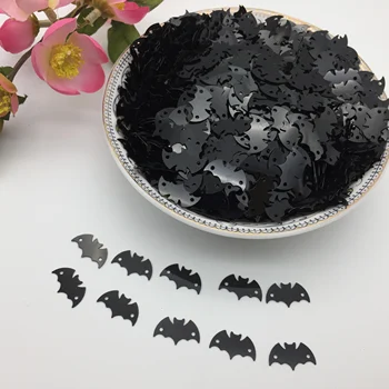 50g/veľa 15mm, Čierny Halloween Bat Flitrami PVC Ploché Paillette Remesiel Pre Šitie Veľkonočné DIY Príslušenstvo S 2 Otvormi