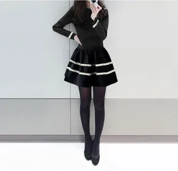 2020 NOVÉ dievčatá bežné sexy šaty jeseň zima mäkké dlhý rukáv šaty lady Úradu pracovné odevy čierna sivá sizeXL #E284
