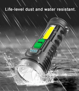Prenosné LED Bleskom Ručné Nabíjacie Floodlight 4 Režimy Super Svetlé s Výkonom Displej pre Kempovanie, Turistiku,Rybolov
