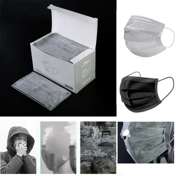 50pcs jednorázové masky znečistenia maska unisex ochranné textílie maska proti prachu čierna šedá farba vyberať 2020