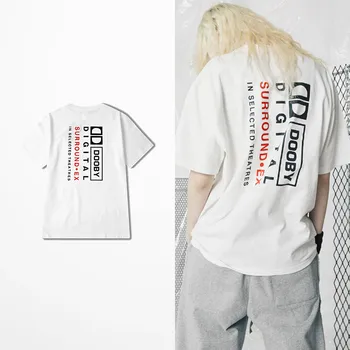 Kórejský Módne Vintage T Shirt Mužov Vysokej Ulice, Hip Hop, Rock, Punk Retro T-shirts Muž Digiatl Surround Tlač Tee Tričko Homme