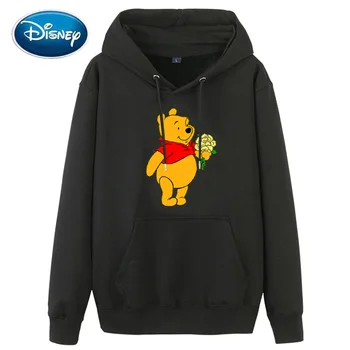 Mikina Disney Winnie the Pooh Medveď Kvetinový Karikatúra Tlače Hoodie Pulóver s Dlhým Rukávom Vrecku Páry Unisex Mikina 8 Farba
