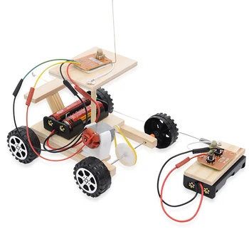 Montované Diaľkové Ovládanie Bezdrôtových DIY Deti Deťom Drevené Vzdelávacie Hračka Nastaviť Rádio Vedomostí Fyzickej Racing Model Auta Trezor