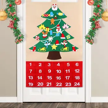 OurWarm Dátum 1-24 urob si sám Cítil Vianočný Adventný Kalendár, Vianočný Stromček, Časovač, Kalendár s Vreckami Nový Rok Visí Ozdoby