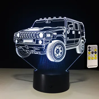 3D Čítanie Vzdialenej Contol Dotyk SUV Auto Deti Hračky Dieťa Narodeninám 7 Farieb Zmeniť Svetlá Osvetlenia LED Žiarovka Pre BedroomLuminaria