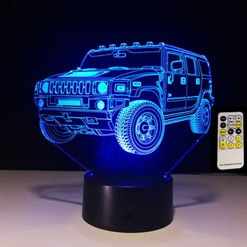 3D Čítanie Vzdialenej Contol Dotyk SUV Auto Deti Hračky Dieťa Narodeninám 7 Farieb Zmeniť Svetlá Osvetlenia LED Žiarovka Pre BedroomLuminaria