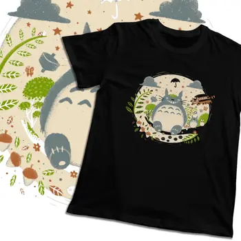 O-krku Môj Sused Totoro Čarovnom Lese T Shirt Blázon Pre Človeka Prírodnej Bavlny La Camiseta Veľká Veľkosť