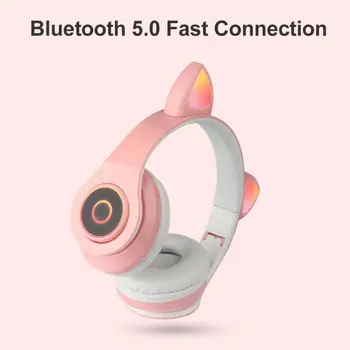 B39 Bezdrôtový Mačka Ucho Headset Bluetooth Slúchadlá Cez Uchu Slúchadlá S LED Svetlo, Ovládanie Hlasitosti Pre Dievča Slúchadlá Video
