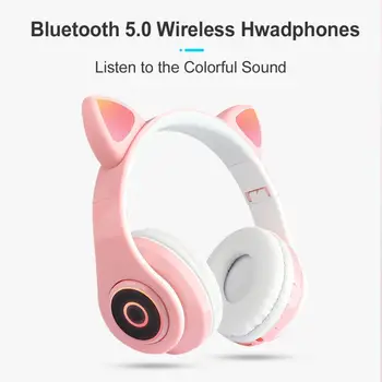 B39 Bezdrôtový Mačka Ucho Headset Bluetooth Slúchadlá Cez Uchu Slúchadlá S LED Svetlo, Ovládanie Hlasitosti Pre Dievča Slúchadlá Video