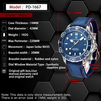 PAGANI NAVRHNÚŤ Nový Módny Mužov Automatické Hodinky Top Luxusné Značky Modrý Silikónový Mechanické Pánske náramkové hodinky Japonsko NH35A Pohyb
