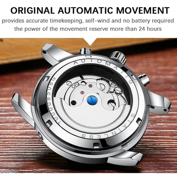 Automatické Stroje pánske hodinky HAIQIN 2019 Nový začiatok, luxusné značky sledovať mužov business ocele hodiny mužov mesiac sledovať reloj hombre