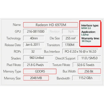 Úplne Nový HD 6970M HD6970 hd6970m 2 GB VGA Video Graphics Card pre Apple iMac 27
