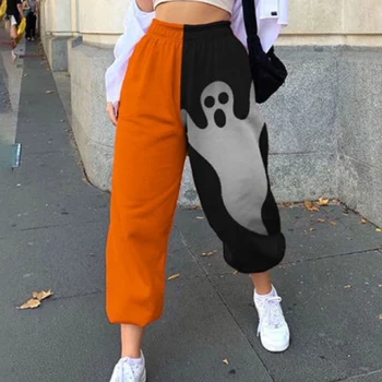 Black Orange Spojov Elastický Pás Halloween Bežné Žena Joggers Súpravy Na Jeseň Nové Streetwear Harajuku Móde Hot Pants