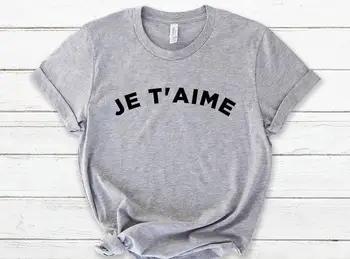 Je T ' aime Tlač Ženy tričko Bavlna Bežné Vtipné tričko Pre Pani Yong Dievča Top Tee Lumbálna Kvapka Loď S-304