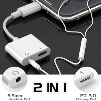 2 v 1, USB-C Adaptér 3,5 mm Jack pre Slúchadlá, Kompatibilný pre iPad Pro a Typu C Konektor Telefón