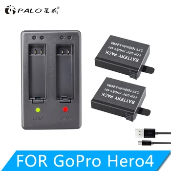 PALO Nové 2xAHDBT-401 + Duálny Nabíjačka Pre Gopro Hero 4 Batérie Go Pro Hero4 bateria AHDBT 401 Akčné kamery Príslušenstvo