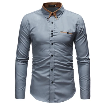 Nový príliv pánske tričko jednoduché kauzálne štýl farbou dlhým rukávom košele, blúzky, mládež vitality príliv mužské oblečenie