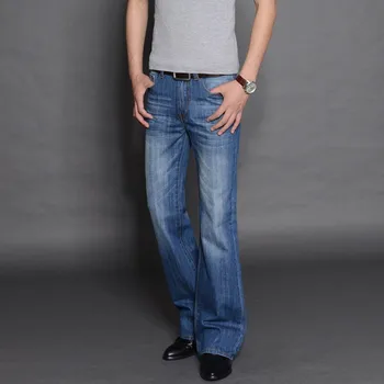 Nový Módny Biznis Mužov Bežné Denim Obličkového Nohavice voľný Strih Dlhé Jeans Man Plus Veľkosť 40 Kovboj Nohavice Bell dnom Nohavice